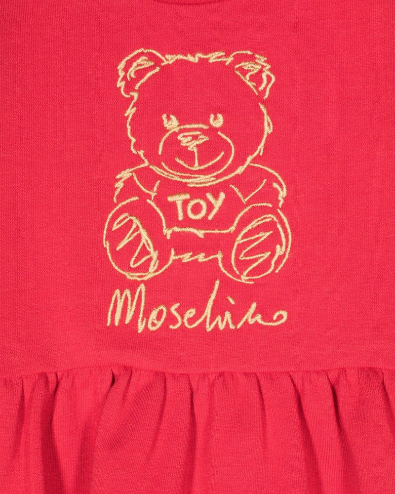 Baby Girls Red Teddy Embroidery Sweatshirt Dress