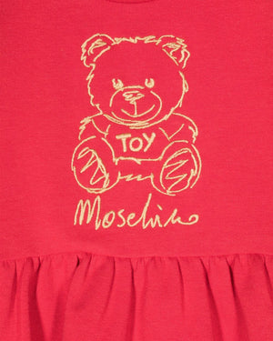 
  
    Moschino
  
 Baby Girls Red Teddy Embroidery Sweatshirt Dress