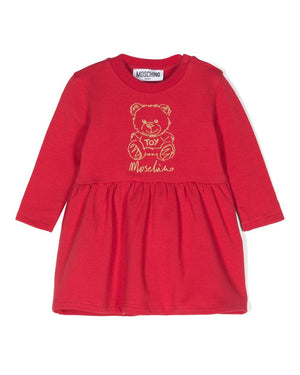 
  
    Moschino
  
 Baby Girls Red Teddy Embroidery Sweatshirt Dress