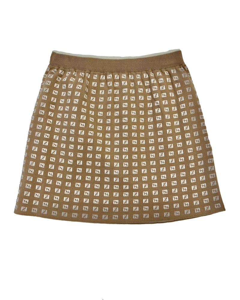 
  
    Fendi
  
 Girls Beige Knit Micro FF Skirt