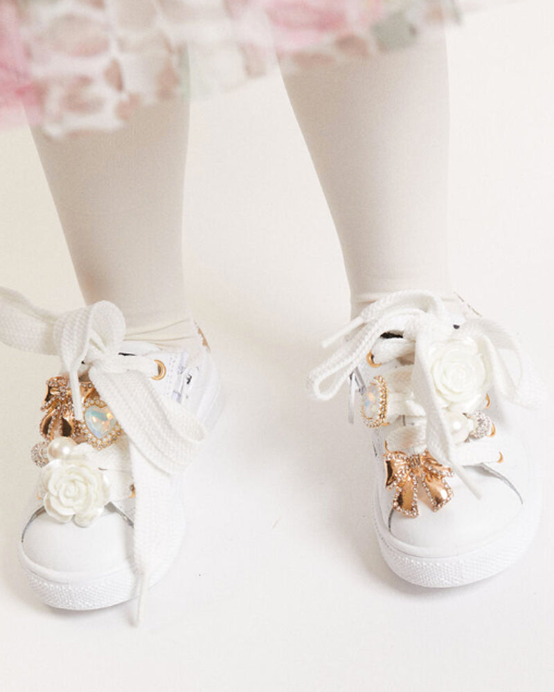 Girls White Charm Sneakers