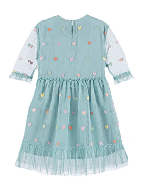
  
    Stella
  
    Mccartney
  
    Kids
  
 Girls Green Embro Hearts Tulle Dress