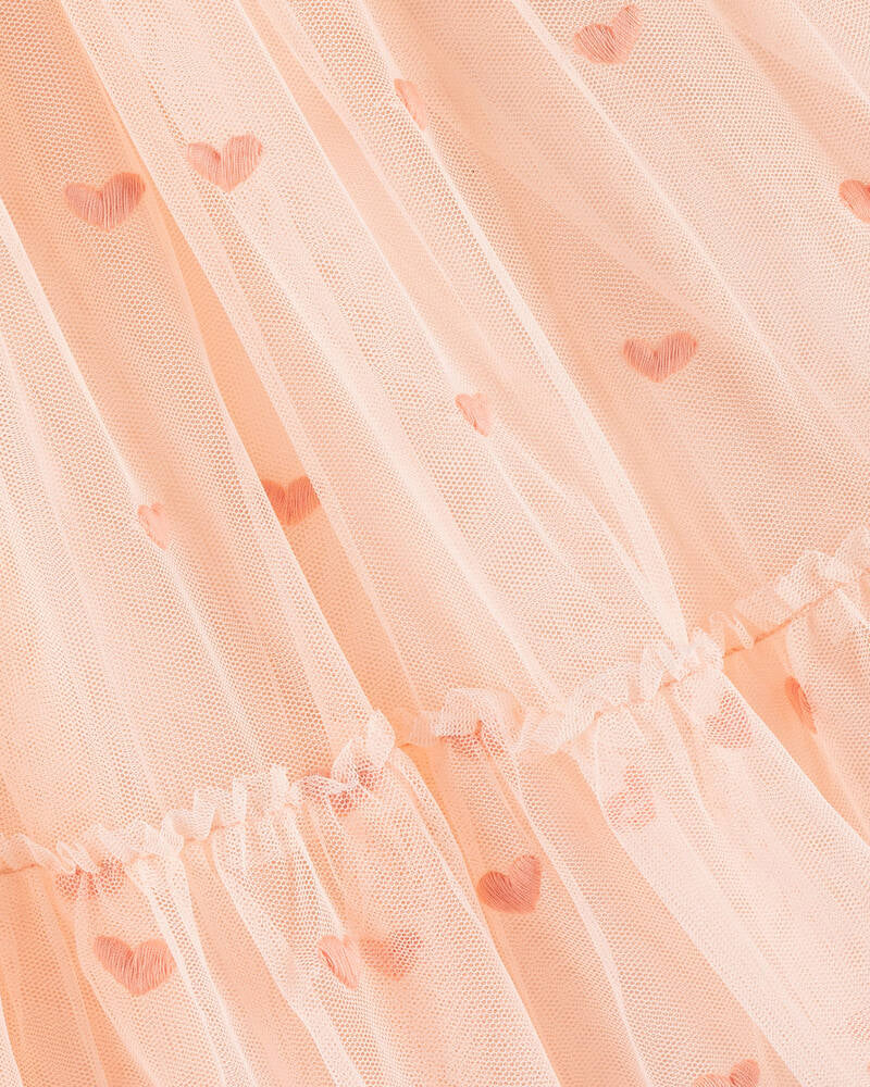 Girls Pink Hearts Tulle Dress