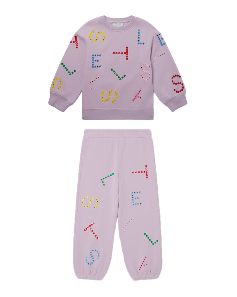 Girls Purple Logo Print Tracksuit