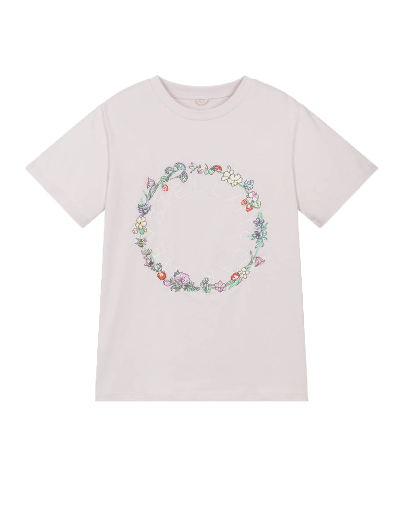 Girls Purple Embroiderd Flower T-Shirt