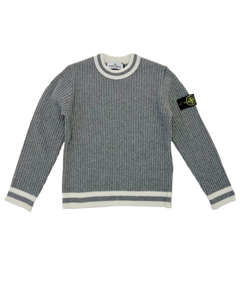 Boys Grey Knit Crew Neck Sweater