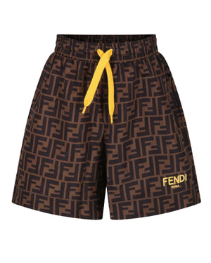 
  
    Fendi
  
 Boys Brown Logo FF Swim Shorts