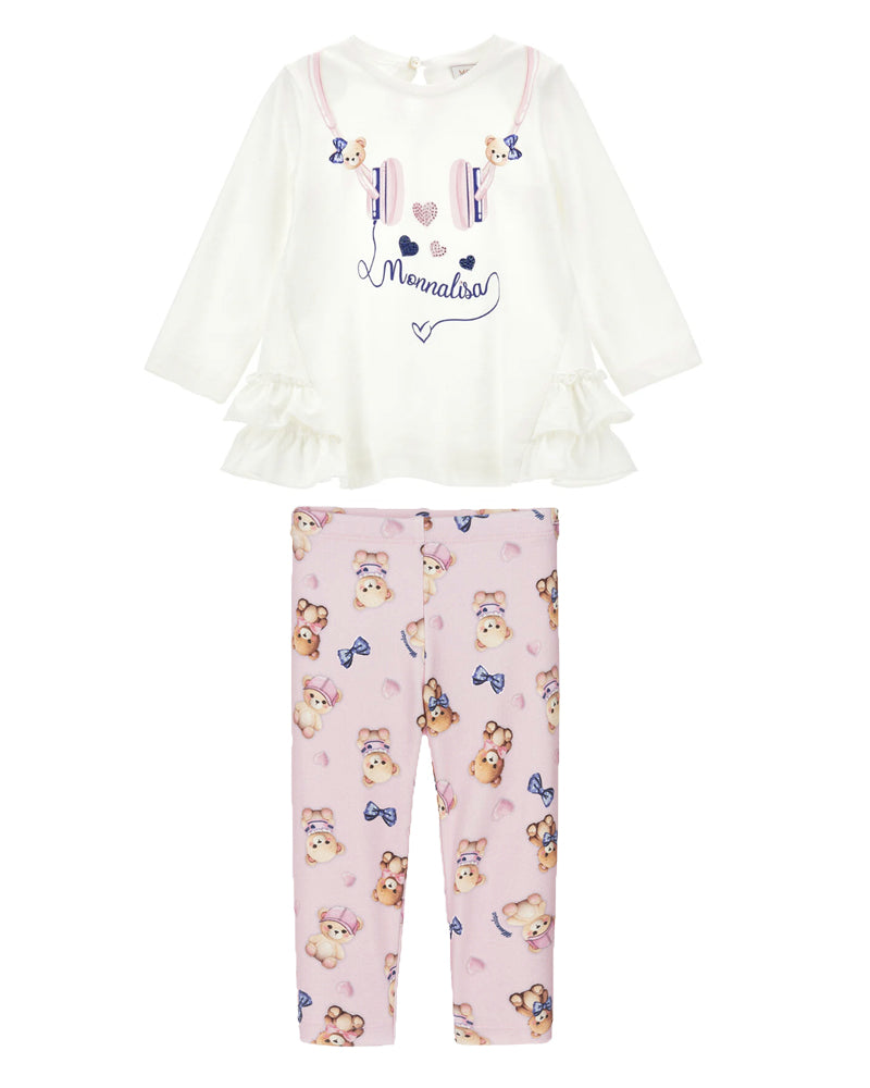 Baby Girls White/Pink Top &amp; Legging Set