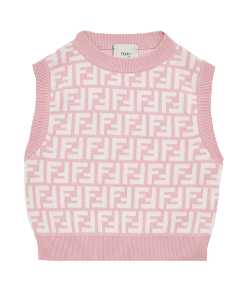 Fendi Kids Girls Pink FF Knit Top