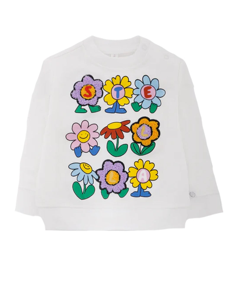 Baby Girls White Flower Logo Sweatshirt