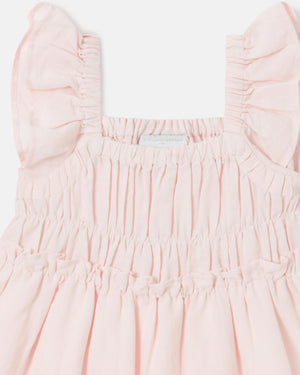 
  
    Stella
  
    Mccartney
  
    Kids
  
 Girls Pink Embroidered Linen Dress