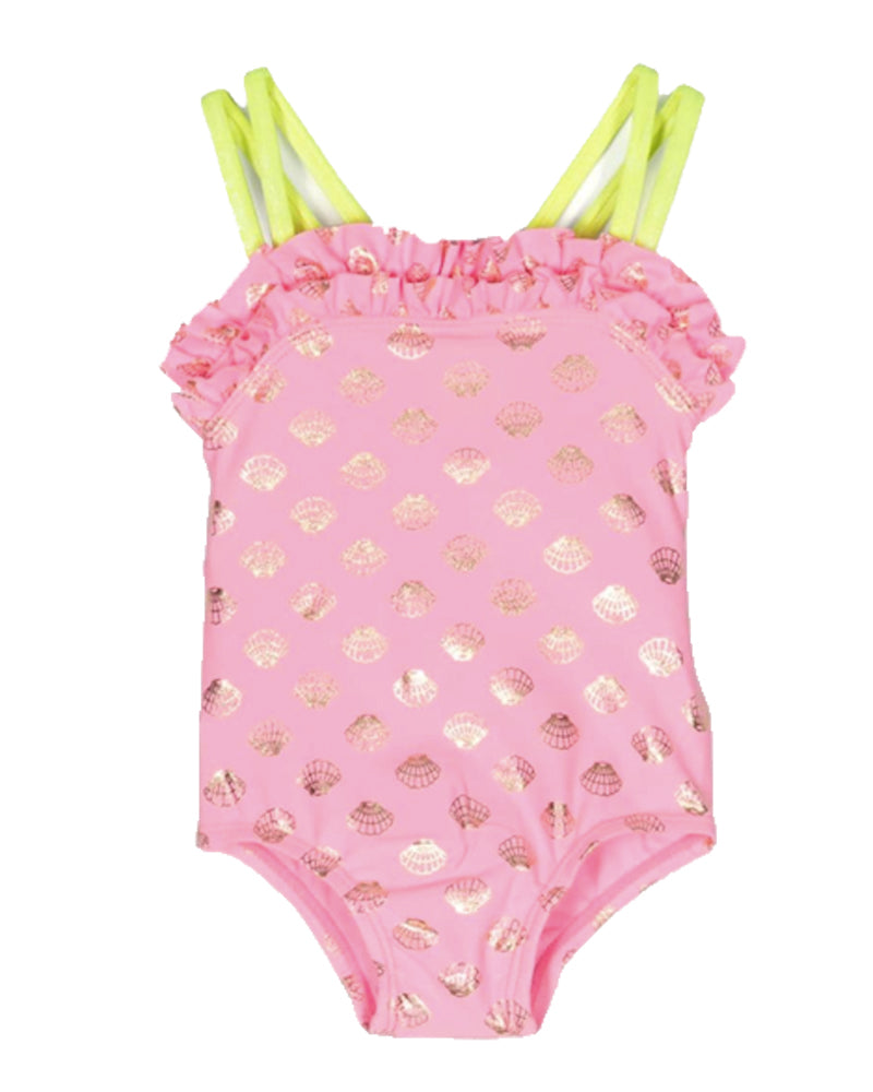 Baby Girls Pink Shell Swimsuit