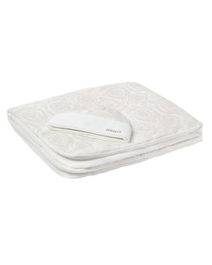 
  
    Versace
  
 Baby Beige Cotton Barocco Logo Blanket & Hat Set