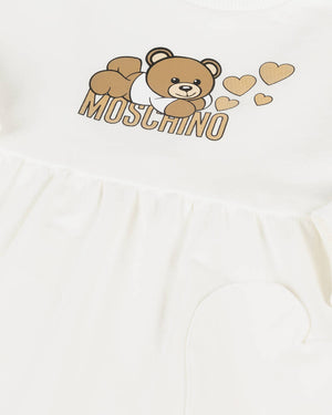 
  
    Moschino
  
 Baby Girls White Lovely Teddy Bear Sweatshirt Dress