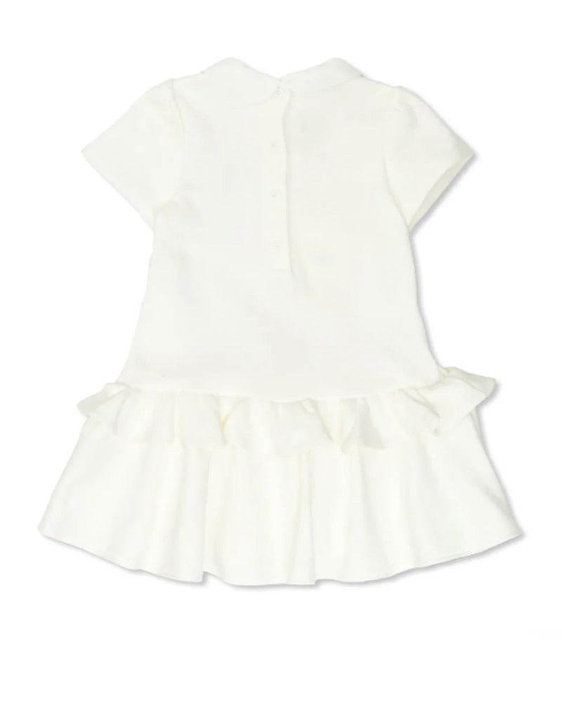 Baby Girls White Ruffle Bow Dress