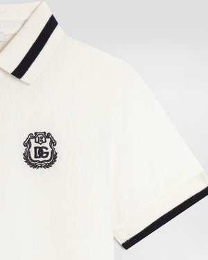 
  
    Dolce
  
    &
  
    Gabbana
  
 Boys White DG Crest Piqué Polo