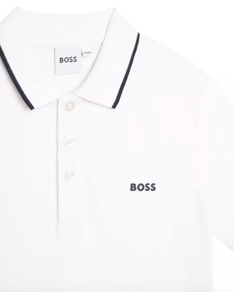 Boys White Cotton Polo