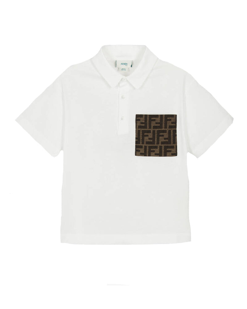 Boys White Pocket FF Polo