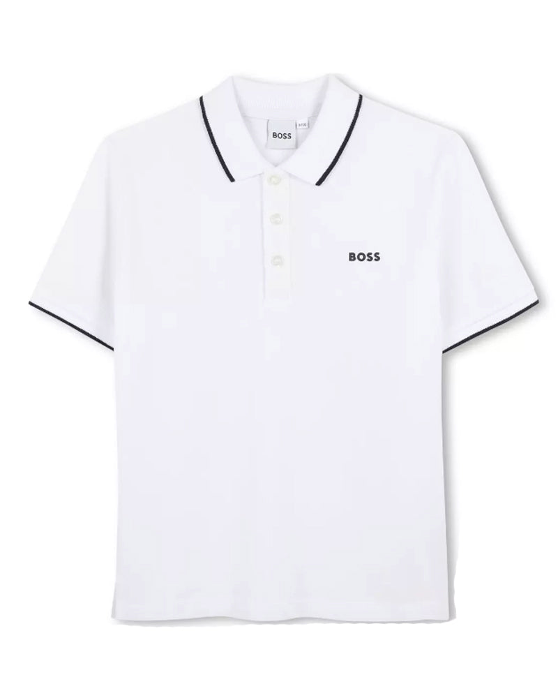 Boys White Cotton Polo