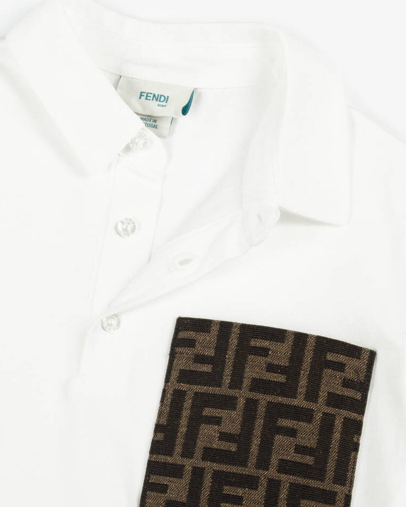 Boys White Pocket FF Polo