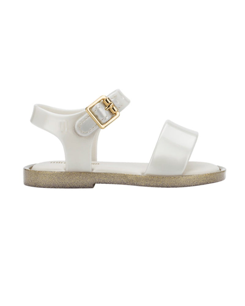 Girls White/Glitter Mar Sandal