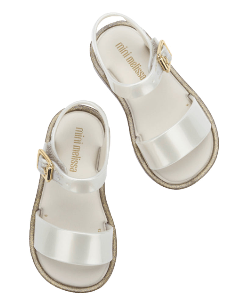 Girls White/Glitter Mar Sandal