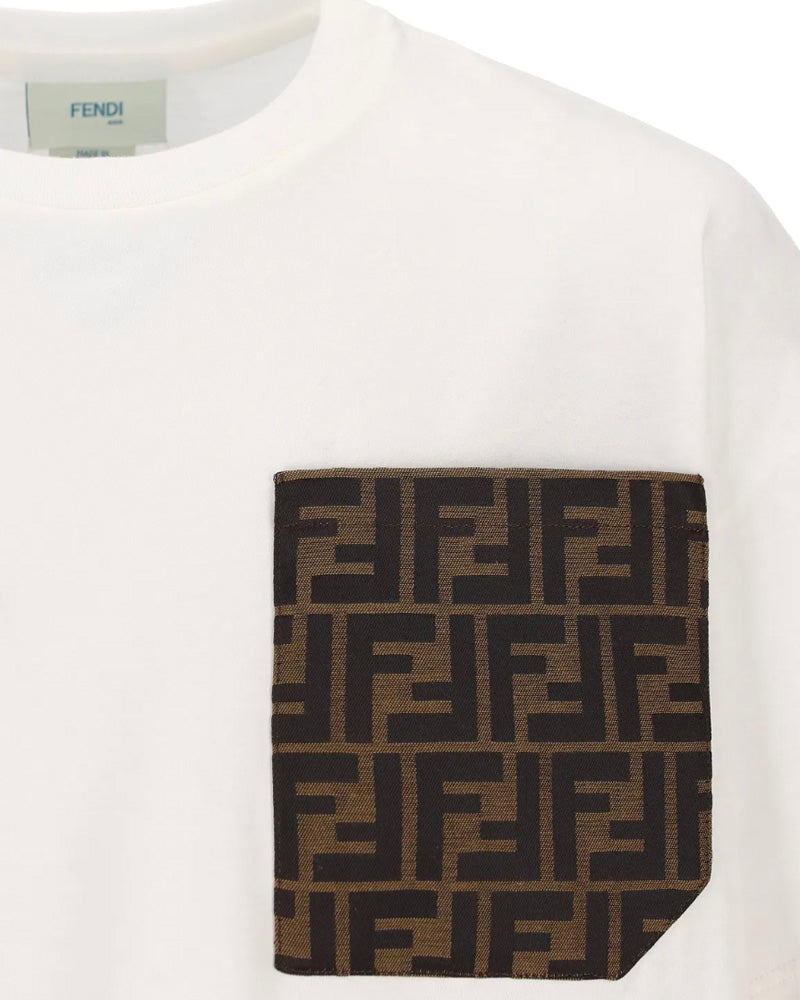 
  
    Fendi
  
 Boys White FF Pocket T-Shirt