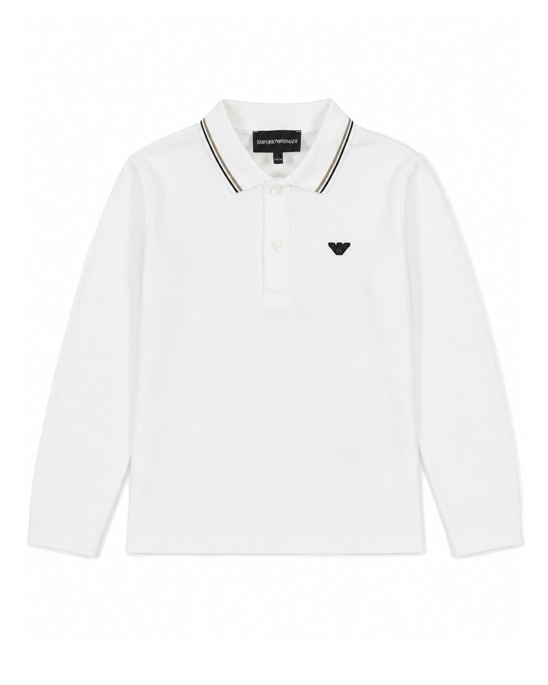 
  
    Emporio
  
    Armani
  
 Baby Boys White Long Sleeve Cotton Polo