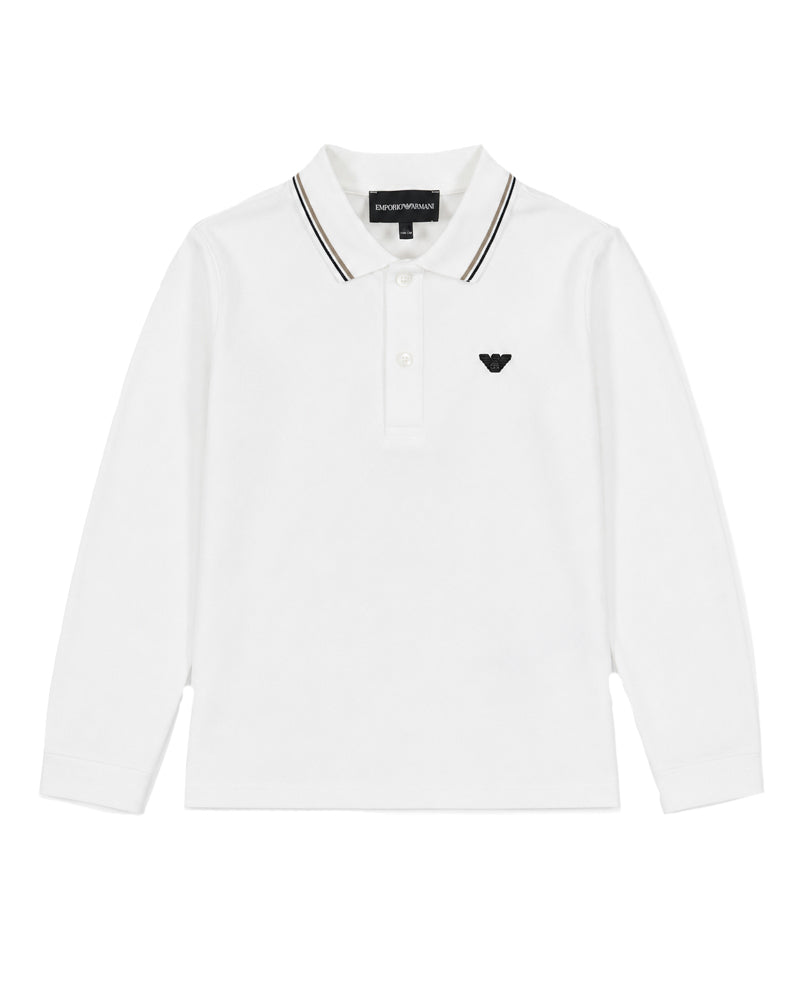 
  
    Emporio
  
    Armani
  
 Baby Boys White Long Sleeve Cotton Polo
