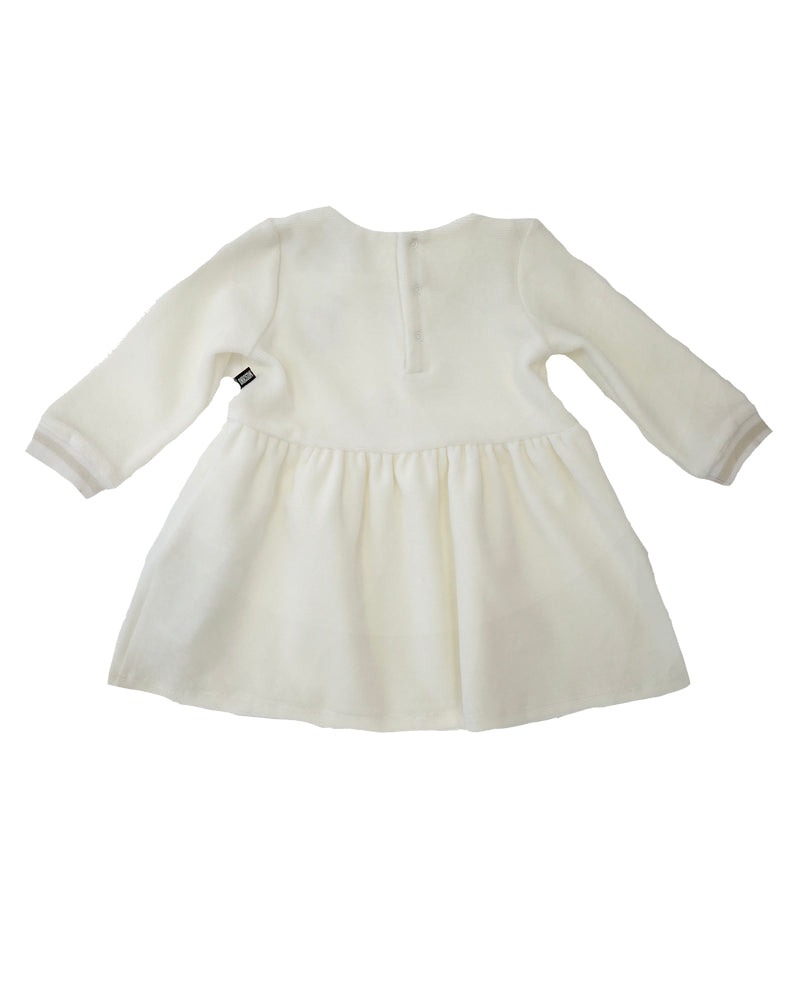 Baby Girls Ivory Velvet Bear Dress