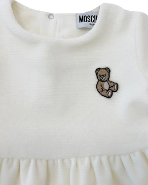 
  
    Moschino
  
 Baby Girls Ivory Velvet Bear Dress