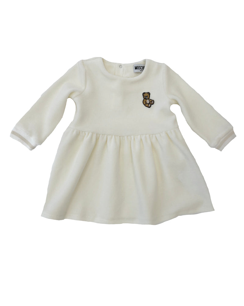 Baby Girls Ivory Velvet Bear Dress