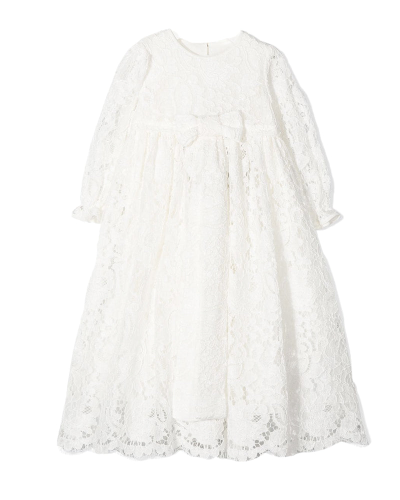 Dolce Gabbana Baby Girls White Chantilly Lace Ceremonial Dress