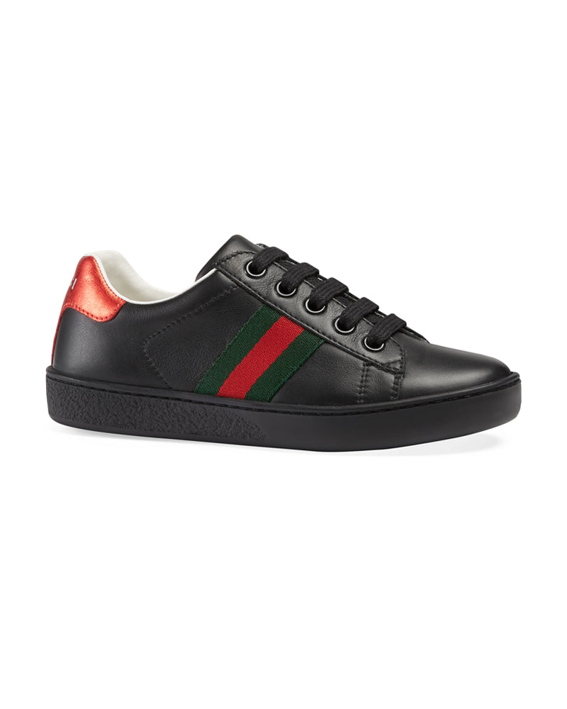 Gucci Unisex Black New Ace Sneaker - Designer Kids Wear