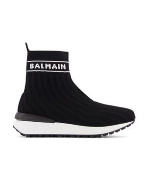 
  
    Balmain
  
 Black Knit Sock Sneakers