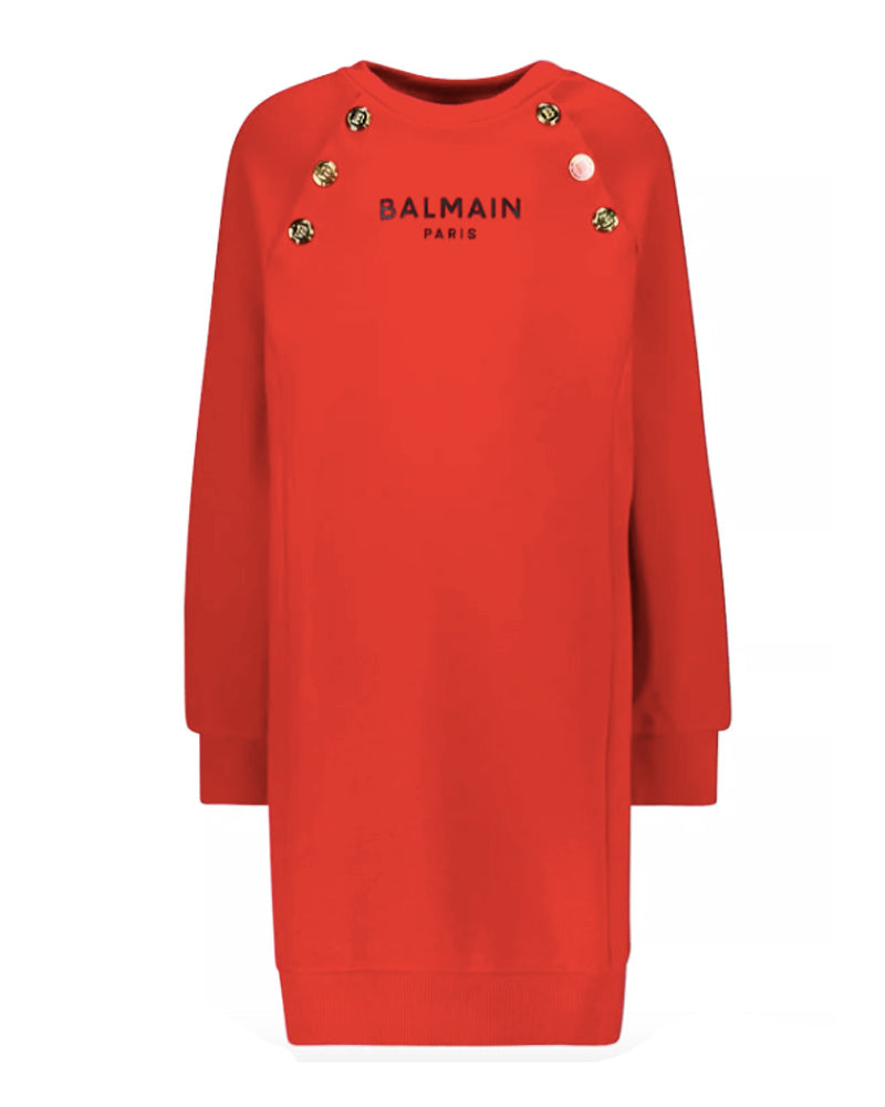 Balmain Kids long sleeve knitted dress kids Cotton 4 Red