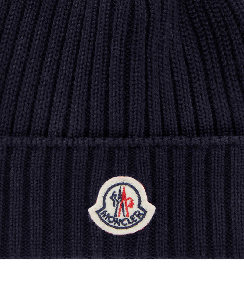 Navy Wool Pom-Pom Hat