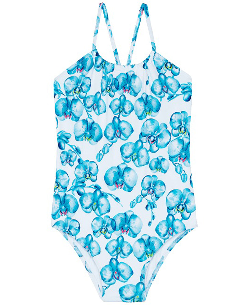 Girls Blue Orchidees Swimsuit