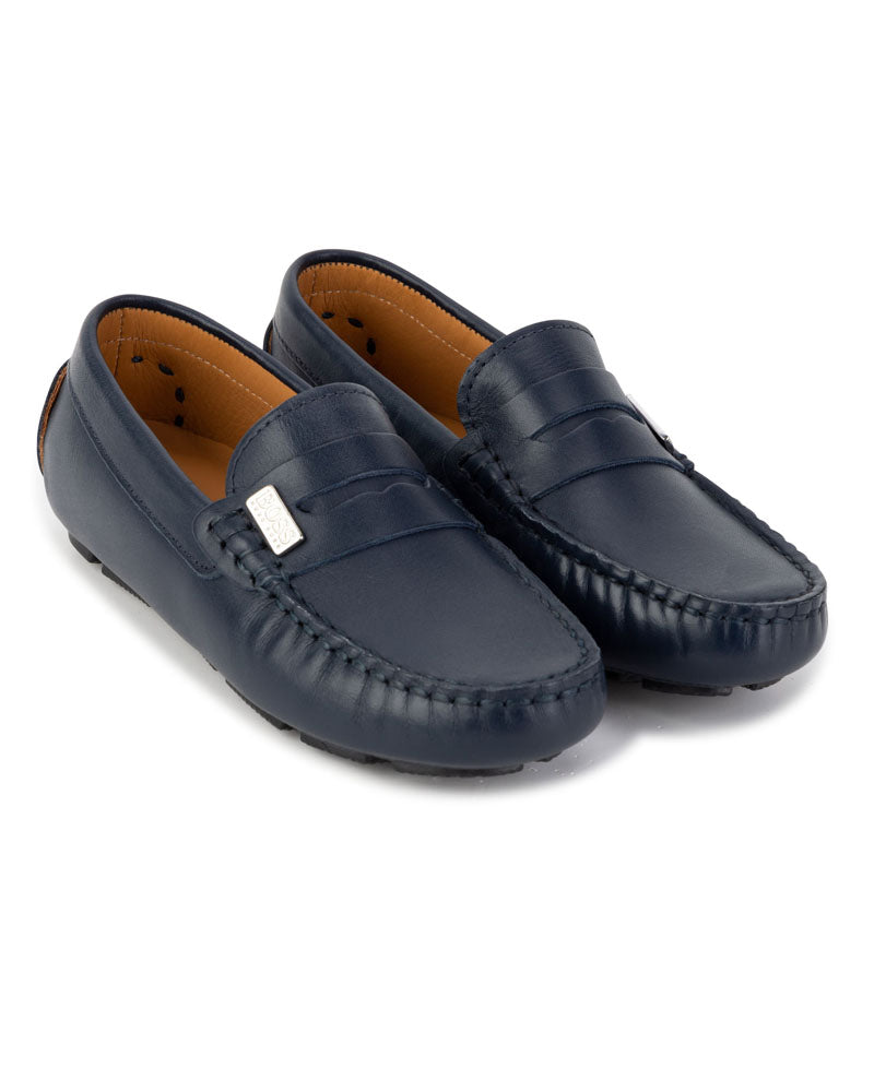 Boys navy sales loafers