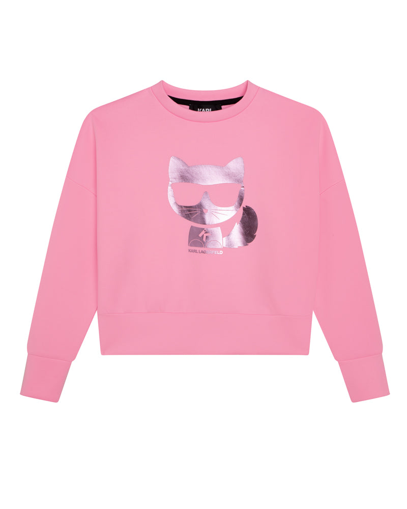 Karl Lagerfeld Kids Girls Pink Sweatshirt - Designer Kids Wear
