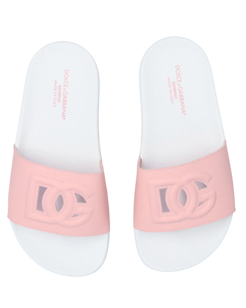 Dolce & Gabbana Girls Pink Slides - Designer Kids Wear
