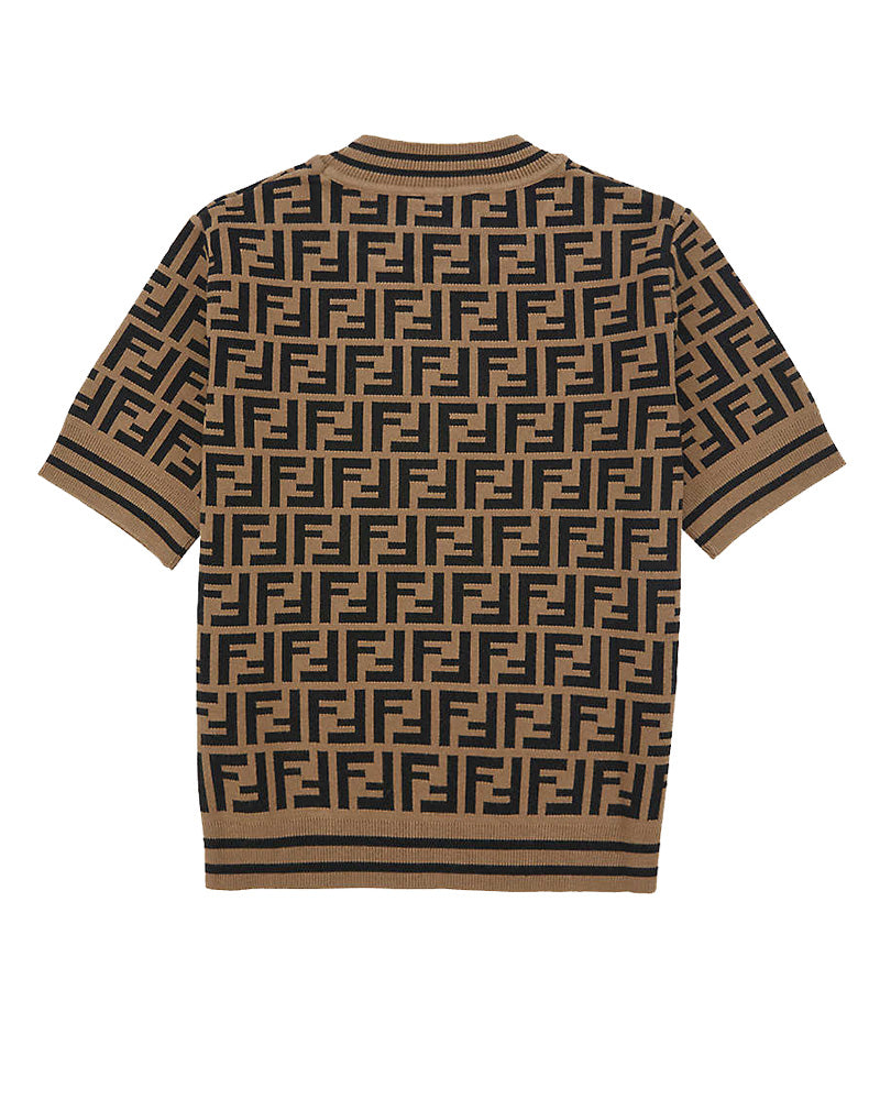 Girls Brown FF Logo Knit Sweater