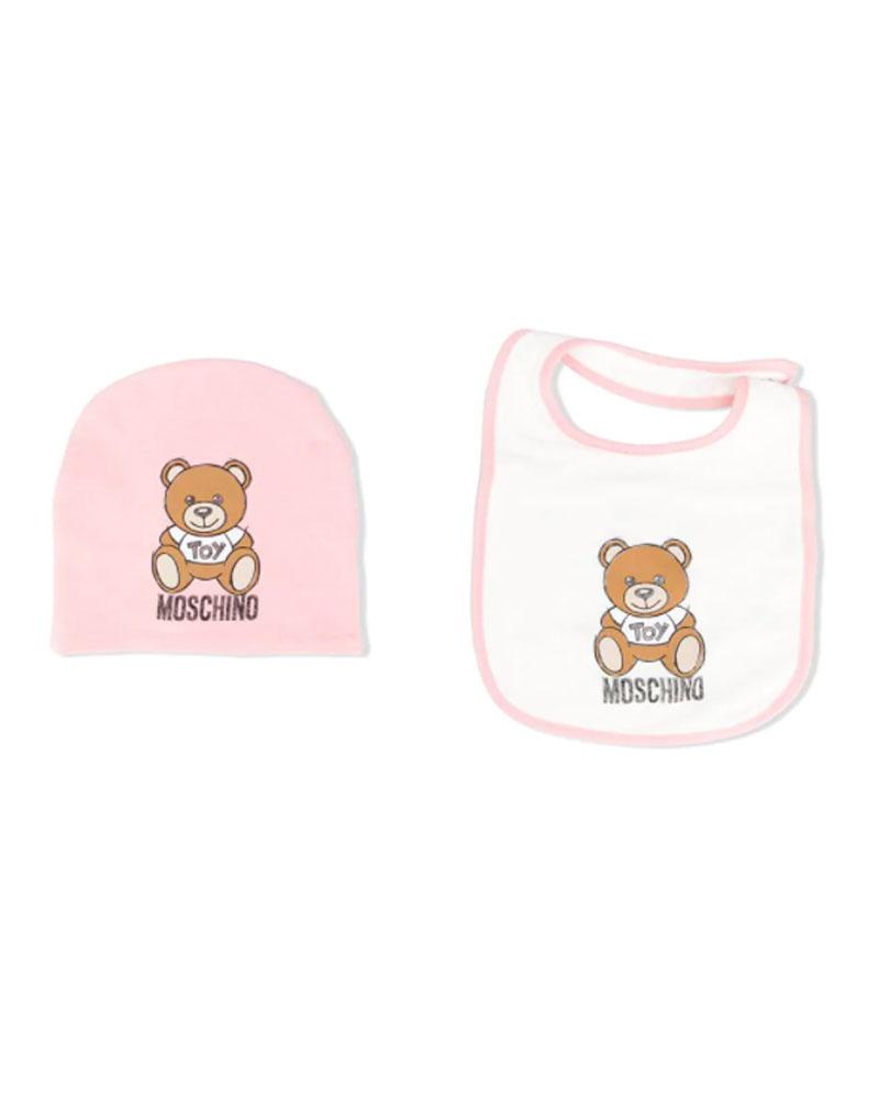 Moschino Kids pink Teddy Bear All-In-One, Bib and Beanie Set (1-9 Months)